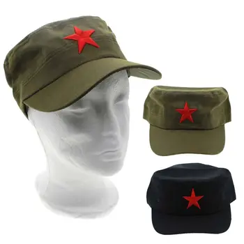 Новые фарфоровые хлопчатобумажные Винтажные военные шляпы Унисекс с красной Звездой, Патрульная армейская кепка, Зеленая Плоская