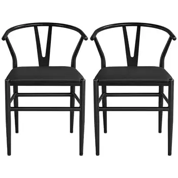 Обеденный стул SMILE MART, Комплект из 2 стульев, Черный