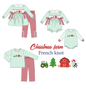 Одежда для малышей, комплект одежды с пузырьками Для маленьких мальчиков, боди с французским узлом, Комбинезон с длинными рукавами для девочек, Зеленые брюки, Детский комбинезон