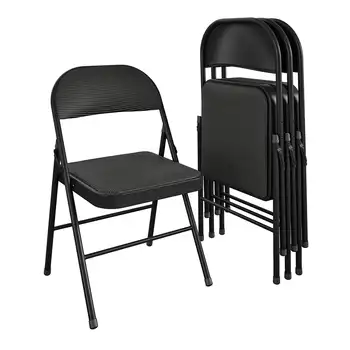 Опоры Складной стул с тканевой обивкой, черный, 4 шт. садовая мебель для патио уличный набор стульев балкон