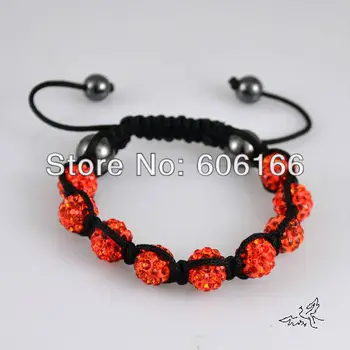 Оранжевые браслеты высокого качества, 9 шариков, 10 мм, CZ, хрустальные бусы, модные украшения