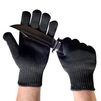 Перчатки с защитой от порезов, перчатки из стальной проволоки первого класса 5A, Многоцелевые перчатки для защиты от порезов, защитные черные перчатки