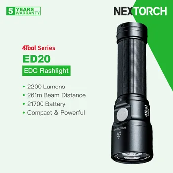 Портативный светодиодный фонарик Nextorch 4Tool ED20, 2200 Люмен, батарея 21700, длительное время работы 120 ч, Прямая подзарядка Type-C, EDC