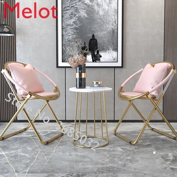 Портативный Складной стул, Скандинавские розовые Стулья для отдыха на балконе, Небольшой Одноместный диван в квартире, Простой Кофейный стул на открытом воздухе