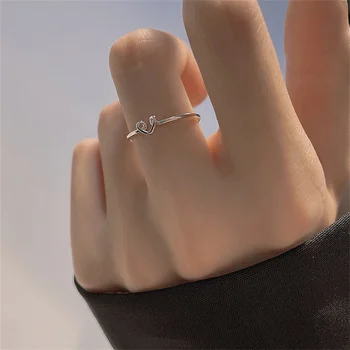 Простые серебряные кольца с тонкой линией, закручивающиеся в виде Сердца, для женщин, Геометрические неправильные кольца с Птицей и Звездой, Открывающие кольца для пальцев, ювелирные подарки