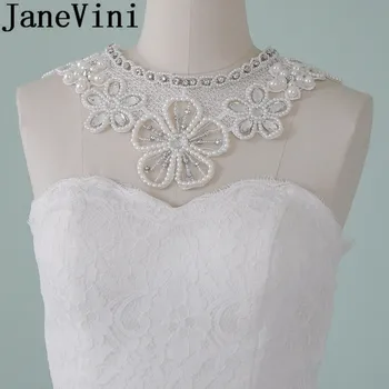 Свадебное ожерелье JaneVini с украшением в виде кристаллов, цепочка на плечо, Свадебное кружево, Жемчуг, Цветы, Горный хрусталь, Регулируемая лента, Ожерелья для невесты на шнуровке