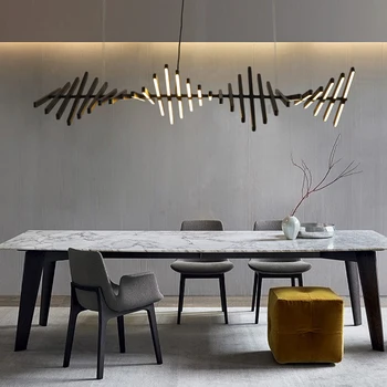 Светодиодная люстра в форме рыбьей кости в скандинавском стиле, современное дизайнерское освещение для офиса, гостиной, кухни, подвесной светильник, Художественный блеск
