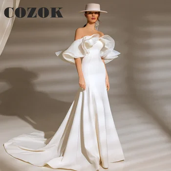 Сексуальные Белые Свадебные платья с драпировкой в виде Русалки 2023 Новое Простое Свадебное платье без бретелек Vestidos De Novia Custom XC02