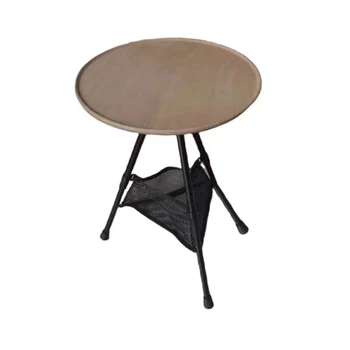 Складной Круглый стол На открытом воздухе, Обеденный стол на трех ножках, Подъемный стол для пикника, коричневый