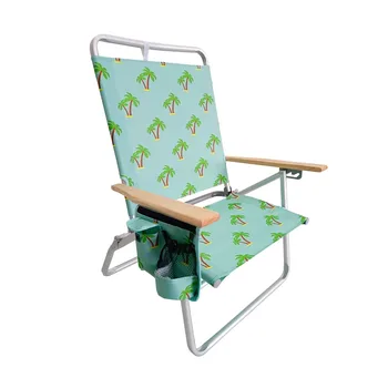 Складной пляжный стул с боковым карманом и сумкой для хранения, 3 положения для откидывания, вес 275 фунтов Вместимость (пальма)
