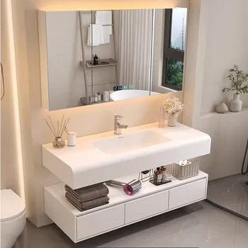 Современный простой шкаф для ванной комнаты со встроенной раковиной, легкая роскошная комбинация унитаза и умывальника