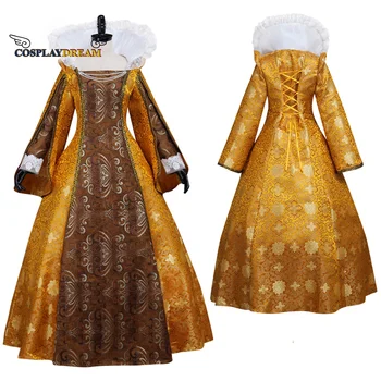 Средневековое платье для взрослых Косплей Винтажное Золотое Средневековое Вечернее платье Ренессансное Свадебное Бальное платье в стиле Тюдоров, Костюм для Косплея