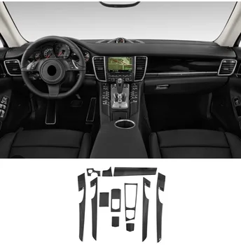 Сухая крышка приборной панели автомобиля из углеродного волокна, дверная панель, центральная крышка переключения передач, подходит для Porsche Panamera 970 2014-2017