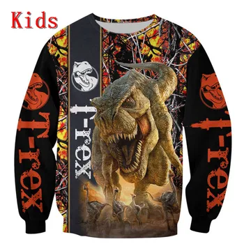 Толстовки с изображением динозавра Love, футболка с 3D принтом, детская толстовка с длинным рукавом для мальчиков и девочек, пуловер с забавными животными 13