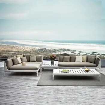 Уличный диван, кресло из ротанга, журнальный столик, плетеный из ротанга, внутренний дворик, балкон, комбинация уличной садовой мебели