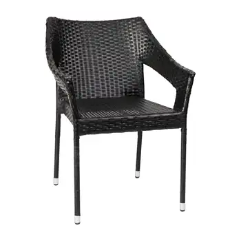 Флэш-мебель, Этан, коммерческий стул для патио, всепогодный плетеный стул для патио из ротанга, черный