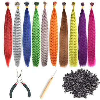 Цветные пряди для наращивания волос из перьев, 10 штук, Синтетический шиньон, накладные волосы, линия Зебры, наращивание волос из перьев