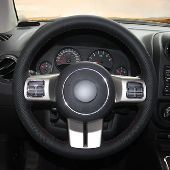 Черный Чехол на руль из искусственной кожи для Jeep Compass Grand Cherokee Wrangler Аксессуары для интерьера автомобиля