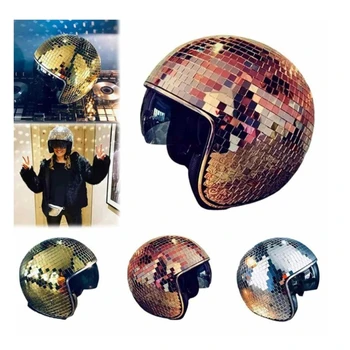 Шлем для отдыха с блестящим Зеркалом, Отражающий Стеклянный колпачок для Клубных Карнавалов, музыкального фестиваля, крутой вечеринки